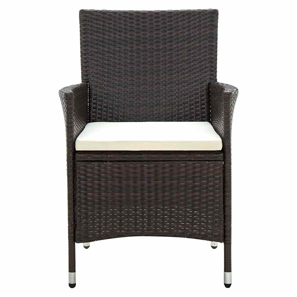 3 Piece Outdoor Dining Set Poly Rattan Brown