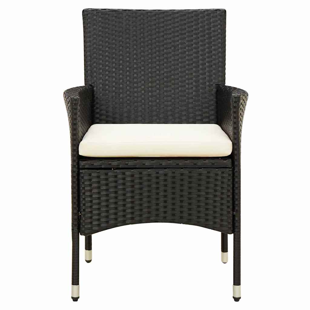 3 Piece Outdoor Dining Set with Cushions Poly Rattan Black
