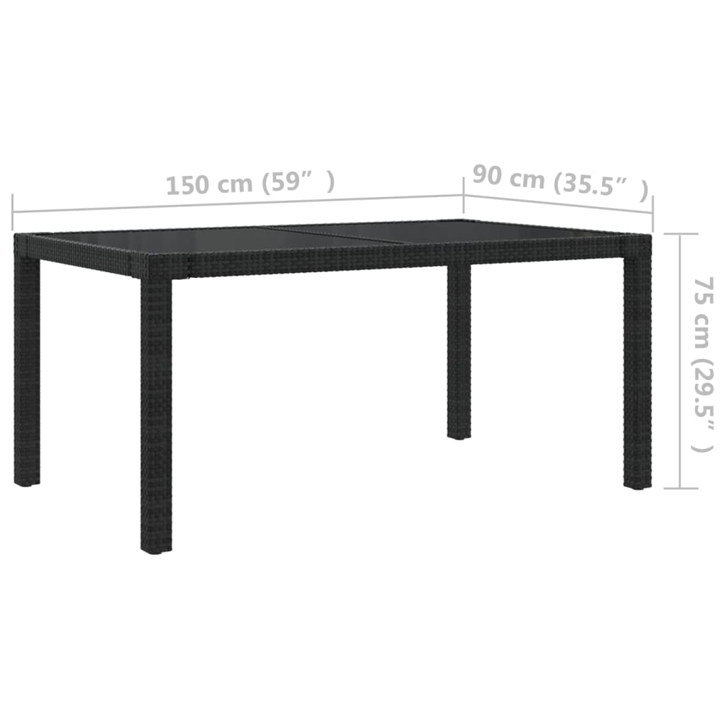 7 Piece Outdoor Dining Set with Cushions Poly Rattan Black