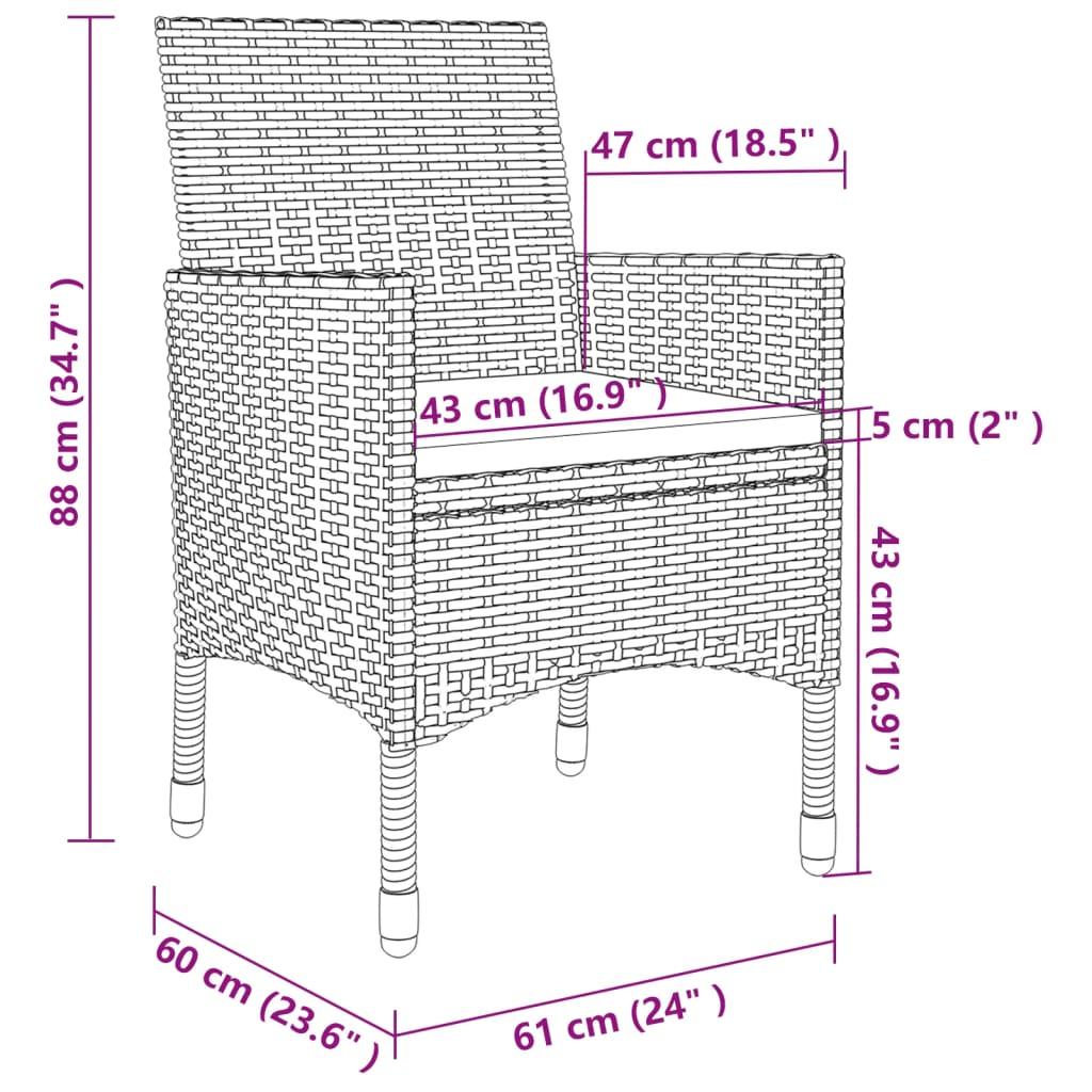 5 Piece Outdoor Dining Set with Cushions Poly Rattan Grey