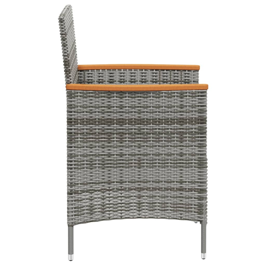 3 Piece Outdoor Dining Set with Cushions Poly Rattan Grey