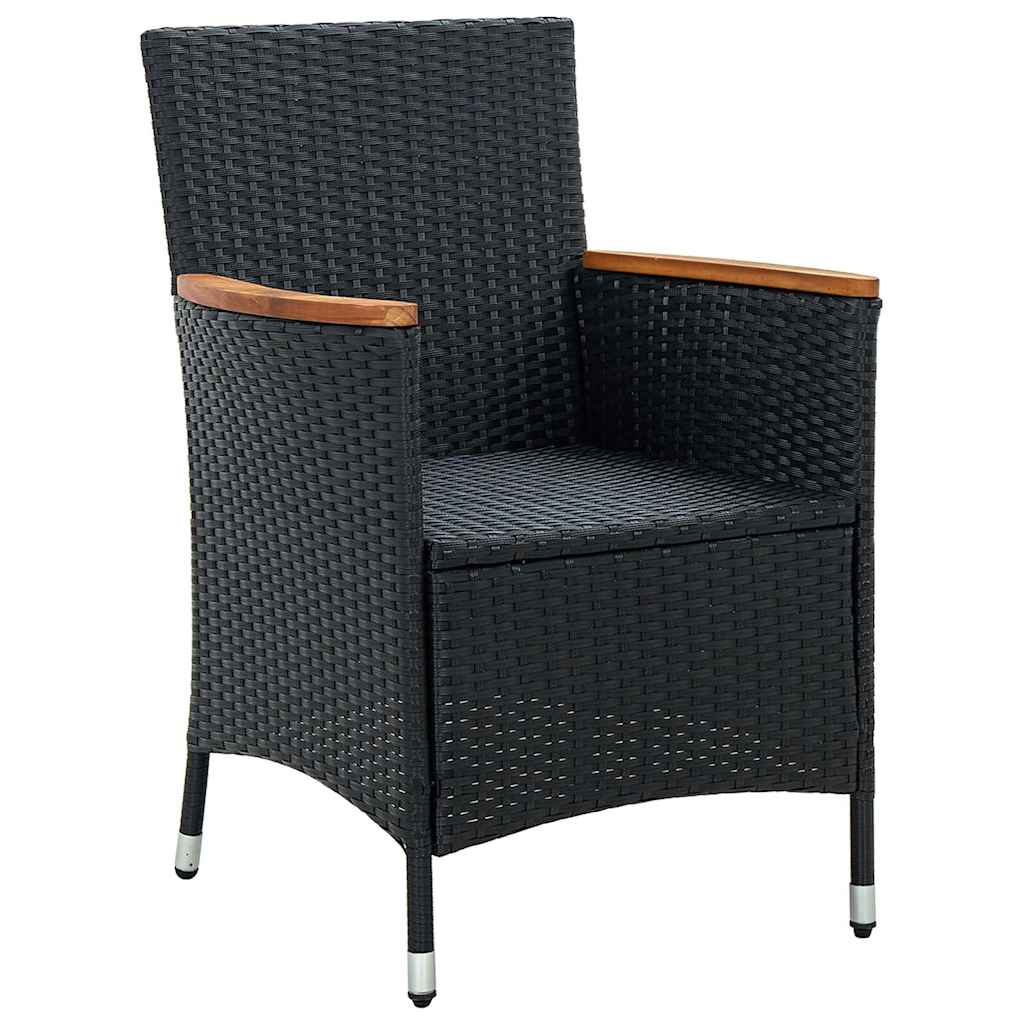 5 Piece Outdoor Dining Set with Cushions Poly Rattan Black