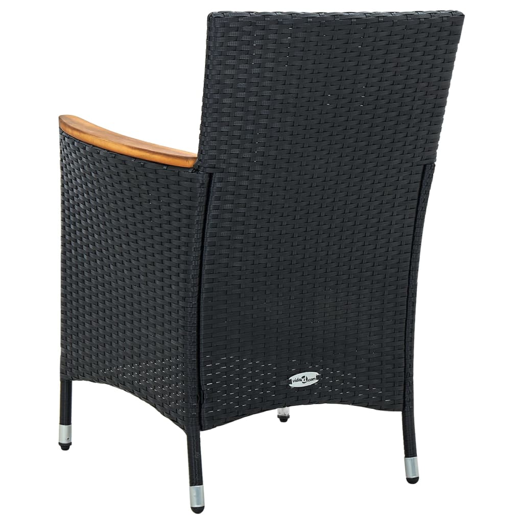 5 Piece Outdoor Dining Set with Cushions Poly Rattan Black