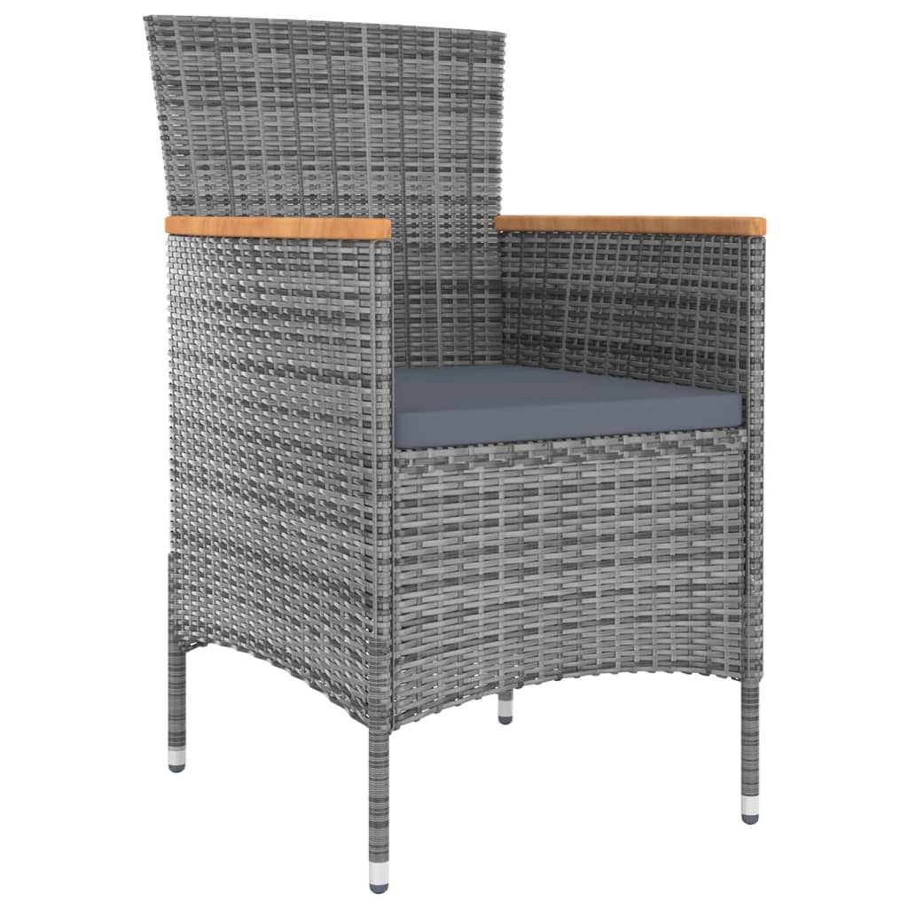 5 Piece Outdoor Dining Set with Cushions Poly Rattan Grey