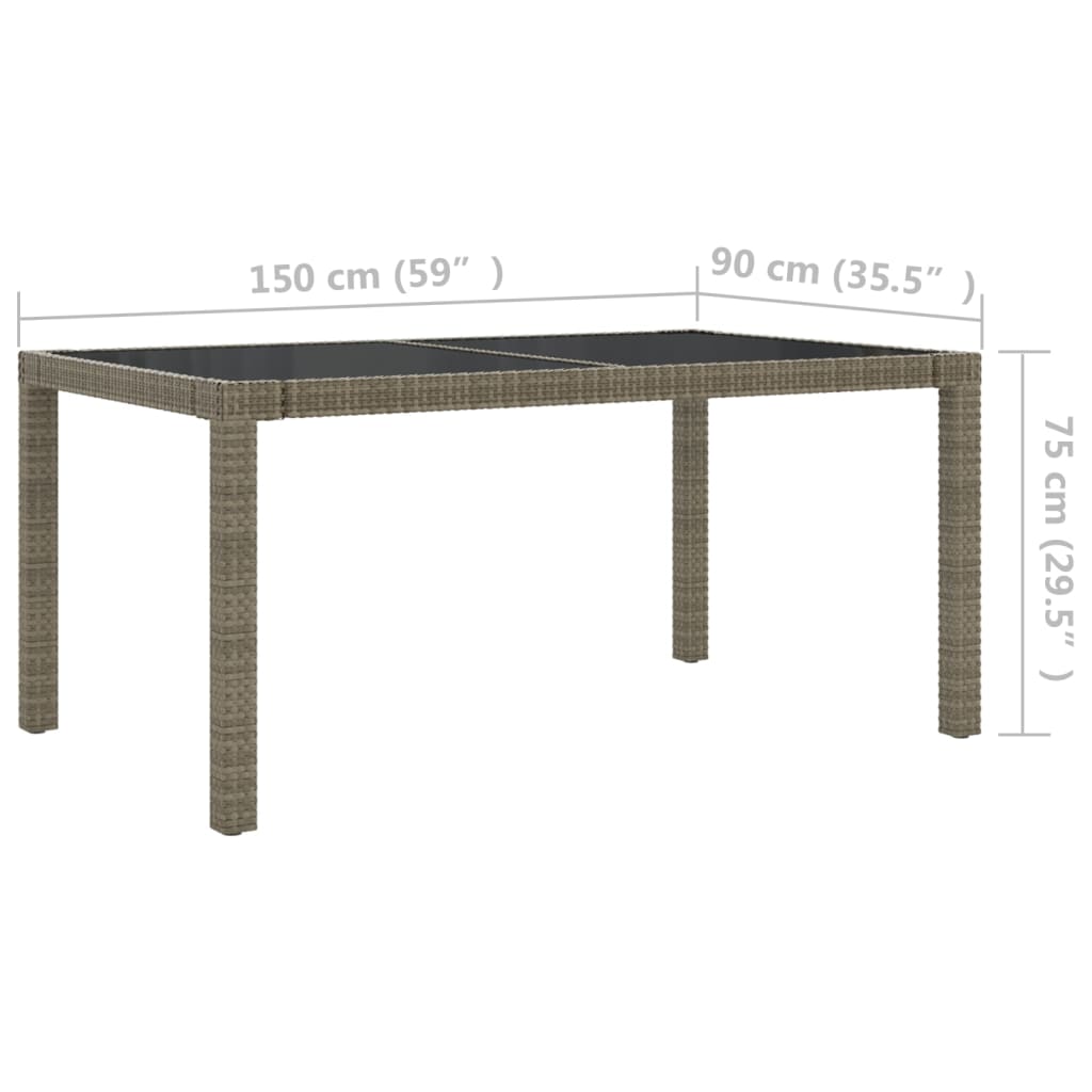 5 Piece Outdoor Dining Set with Cushions Poly Rattan Grey