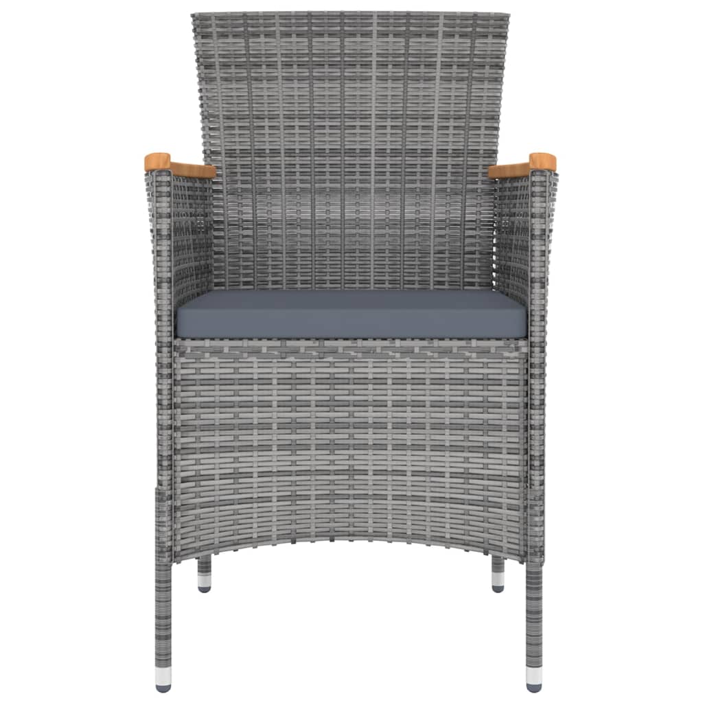 9 Piece Outdoor Dining Set with Cushions Poly Rattan Grey