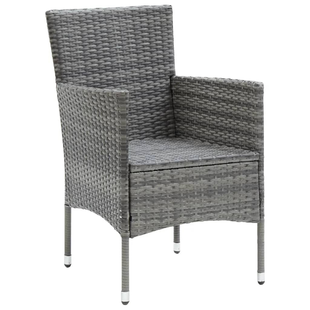 5 Piece Garden Dining Set with Cushions Poly Rattan Grey