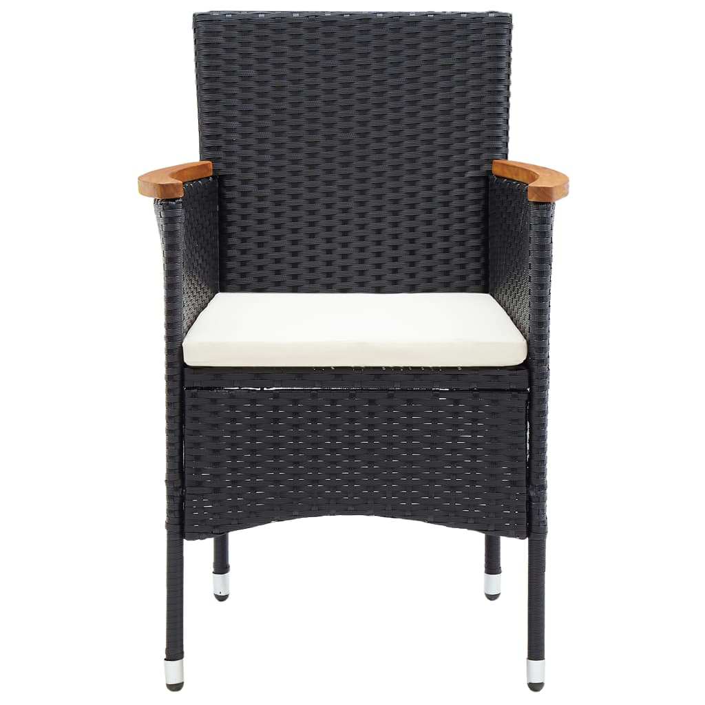 5 Piece Garden Dining Set with Cushions Poly Rattan Black