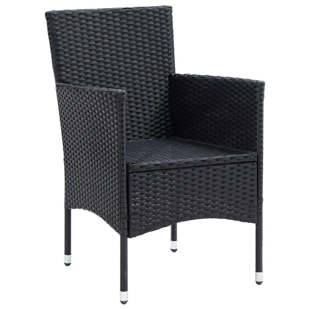 3 Piece Garden Dining Set with Cushions Poly Rattan Black