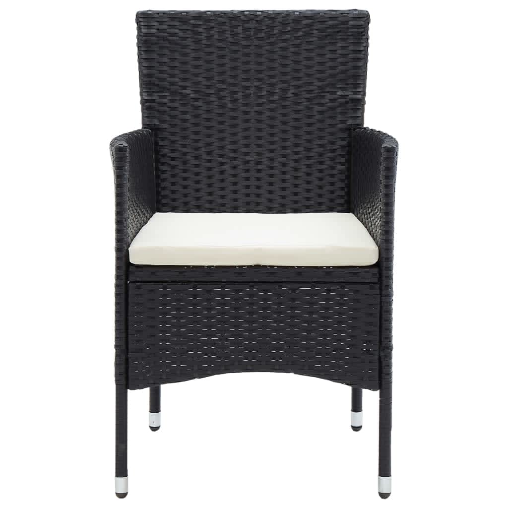 5 Piece Garden Dining Set with Cushions Poly Rattan Black