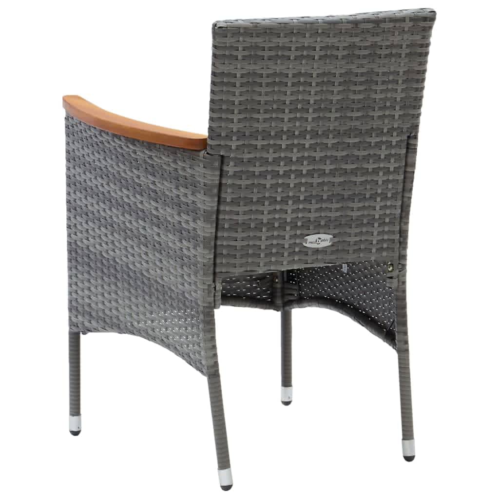 3 Piece Garden Dining Set with Cushions Poly Rattan Grey
