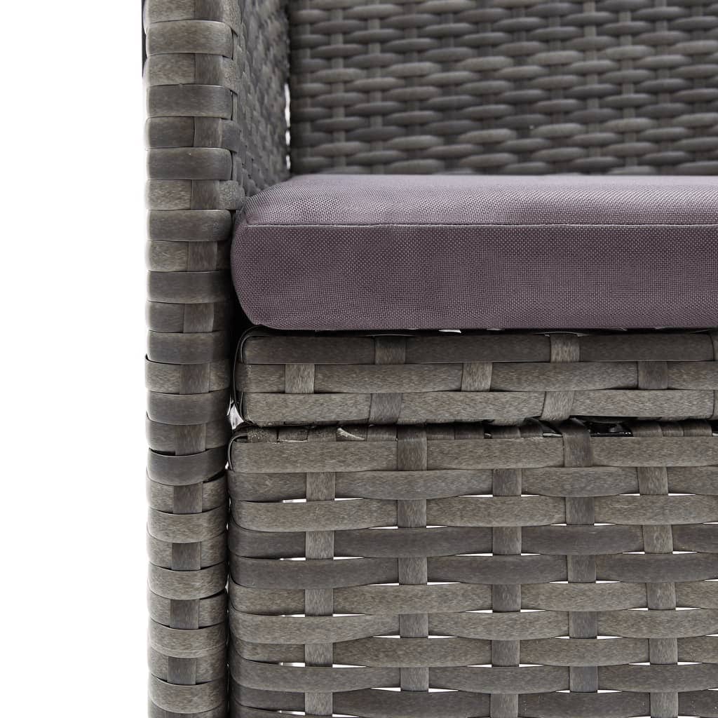 9 Piece Garden Dining Set with Cushions Poly Rattan Grey