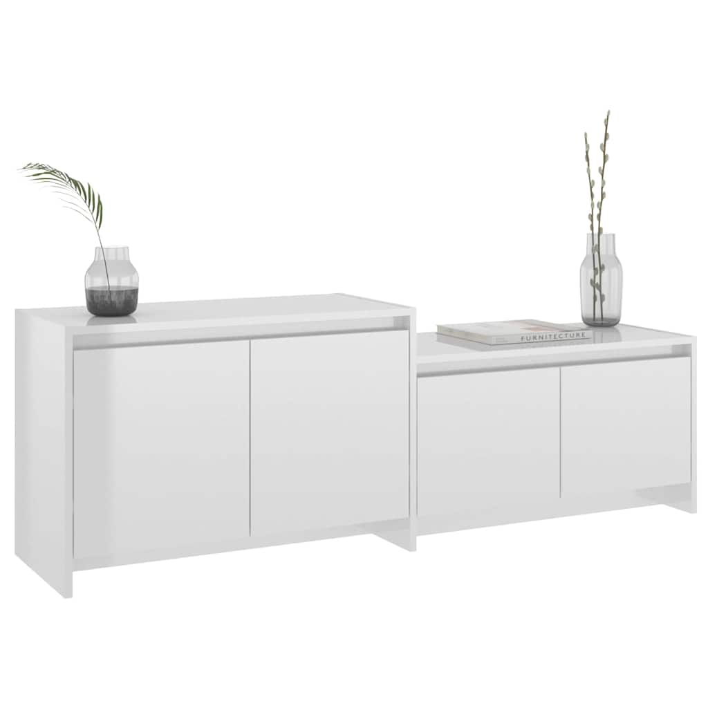 TV Cabinet High Gloss White 146.5x35x50 cm Engineered Wood