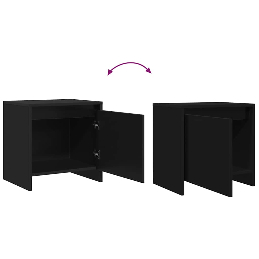 Bedside Cabinet Black 45x34x44.5 cm Engineered Wood