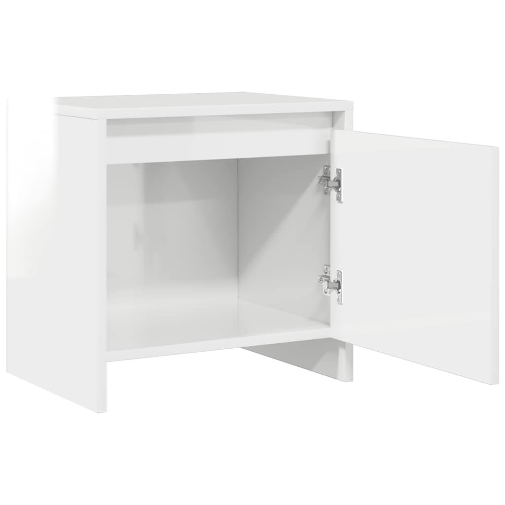Bedside Cabinet High Gloss White 45x34x44.5 cm Engineered Wood