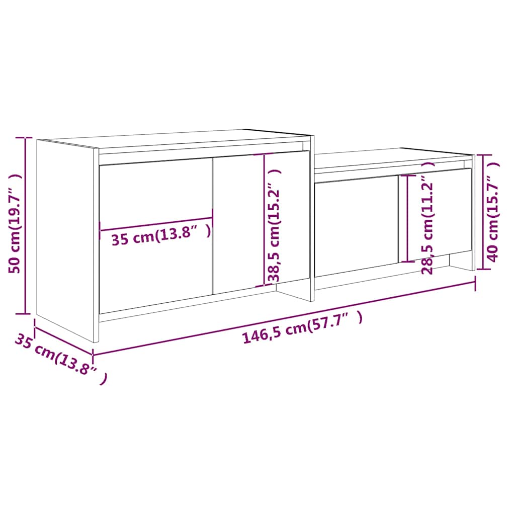 TV Cabinet Grey Sonoma 146.5x35x50 cm Engineered Wood