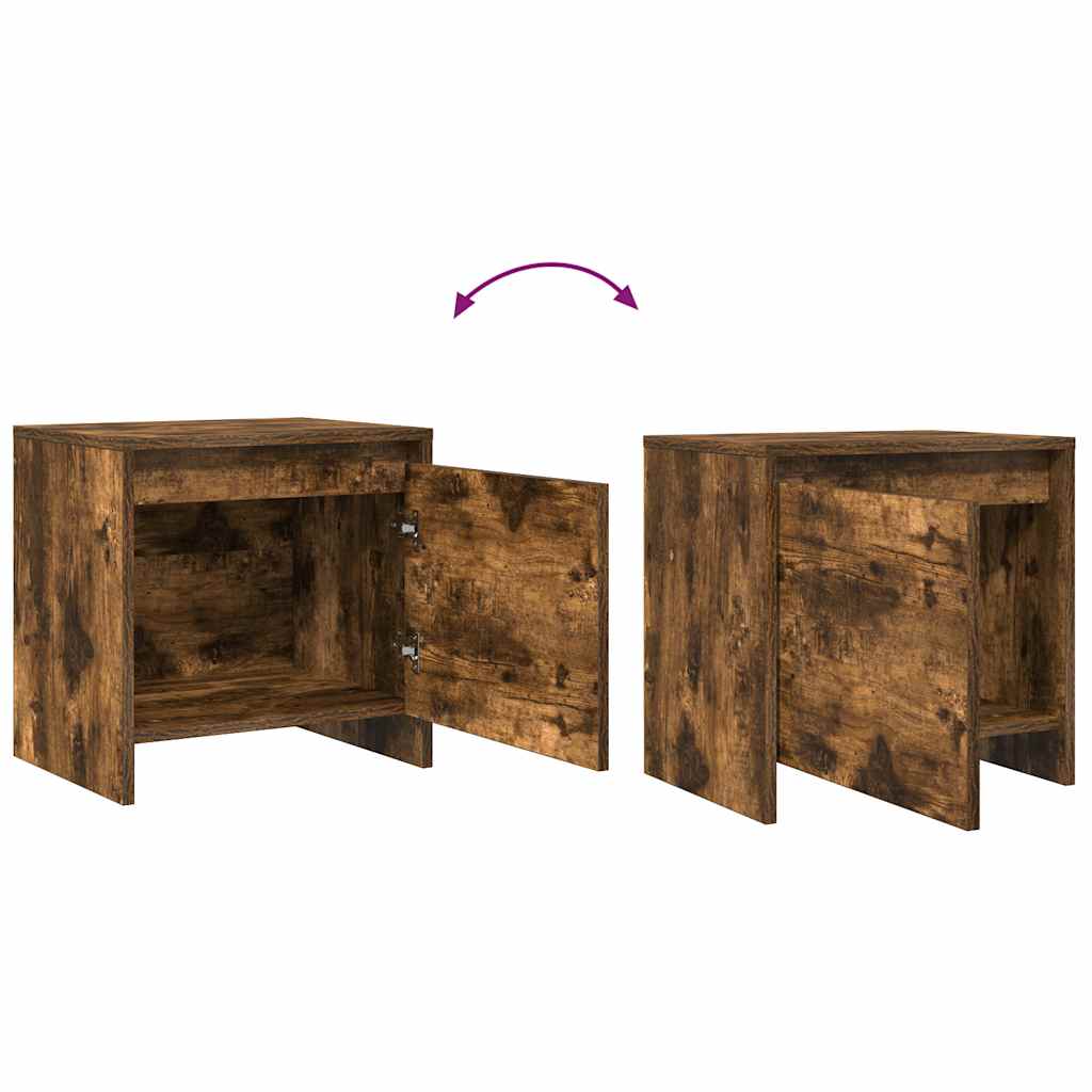 Bedside Cabinet Smoked Oak 45x34x44.5 cm Engineered Wood