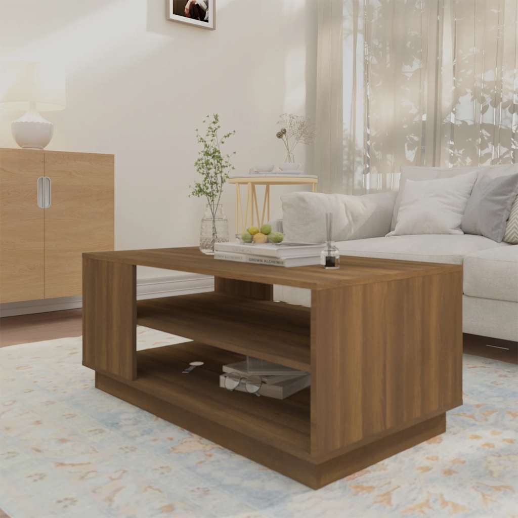 Coffee Table Brown Oak 102x55x43 cm Engineered Wood