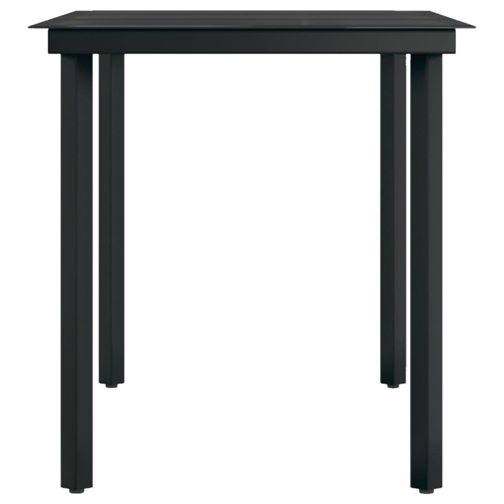 Garden Dining Table Black 140x70x74 cm Steel and Glass