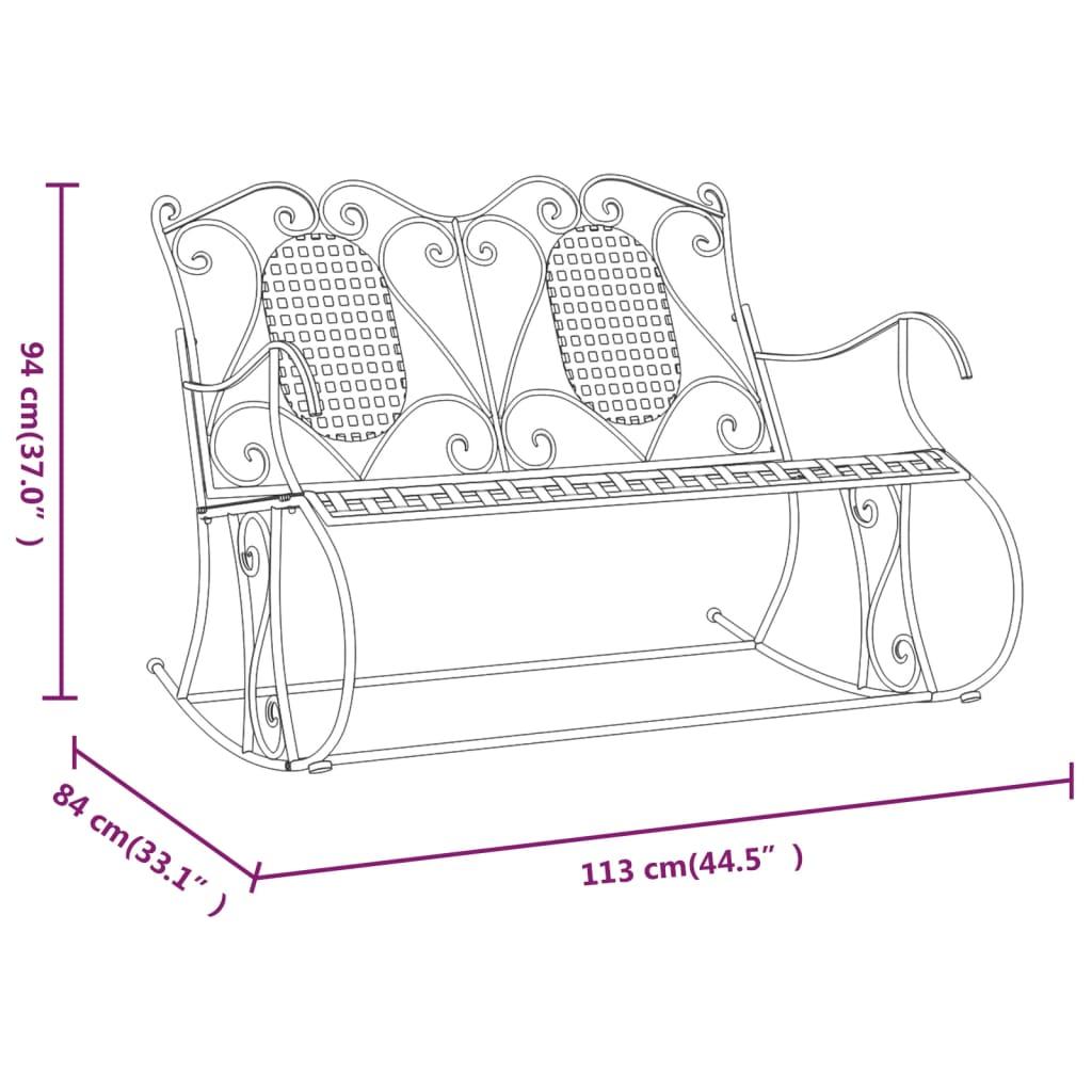 2-Seater Rocking Bench 113 cm Black Steel