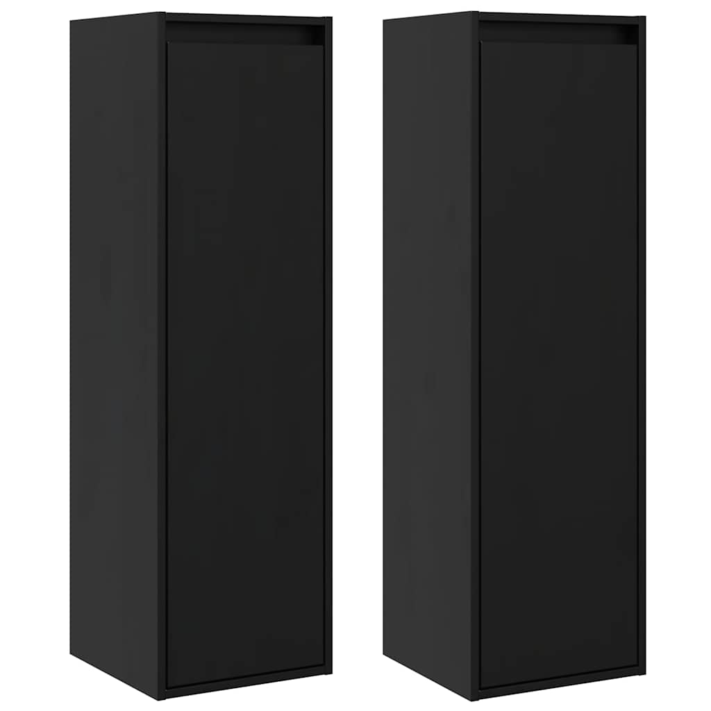 Wall Cabinets 2 pcs Black 30x30x100 cm Solid Wood Pine