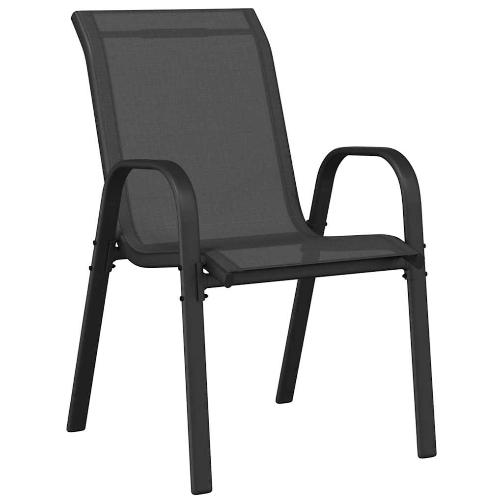 Stackable Garden Chairs 2 pcs Black Textilene Fabric