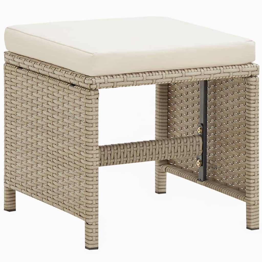 9 Piece Garden Dining Set with Cushions Poly Rattan Beige