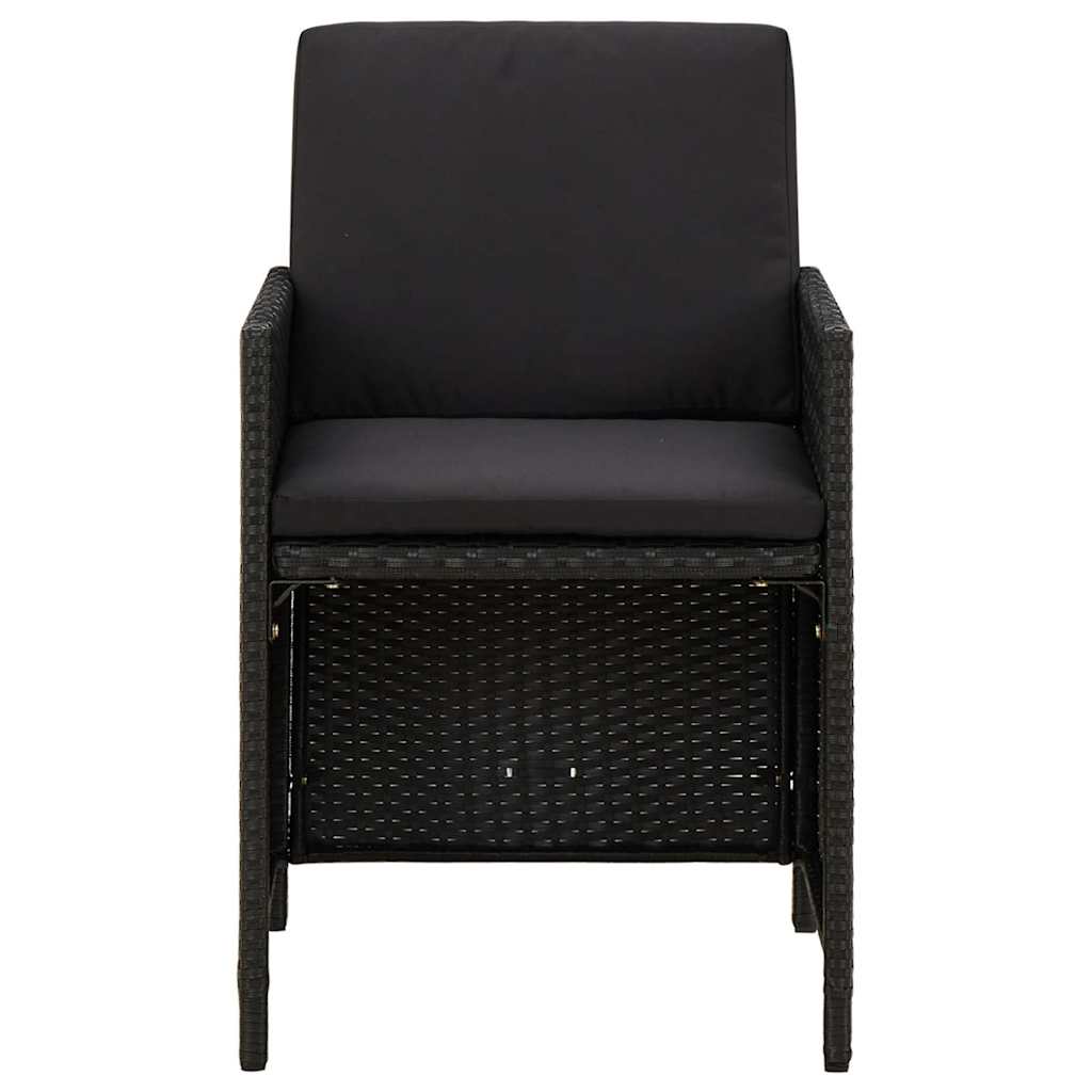 5 Piece Garden Dining Set with Cushions Poly Rattan Black