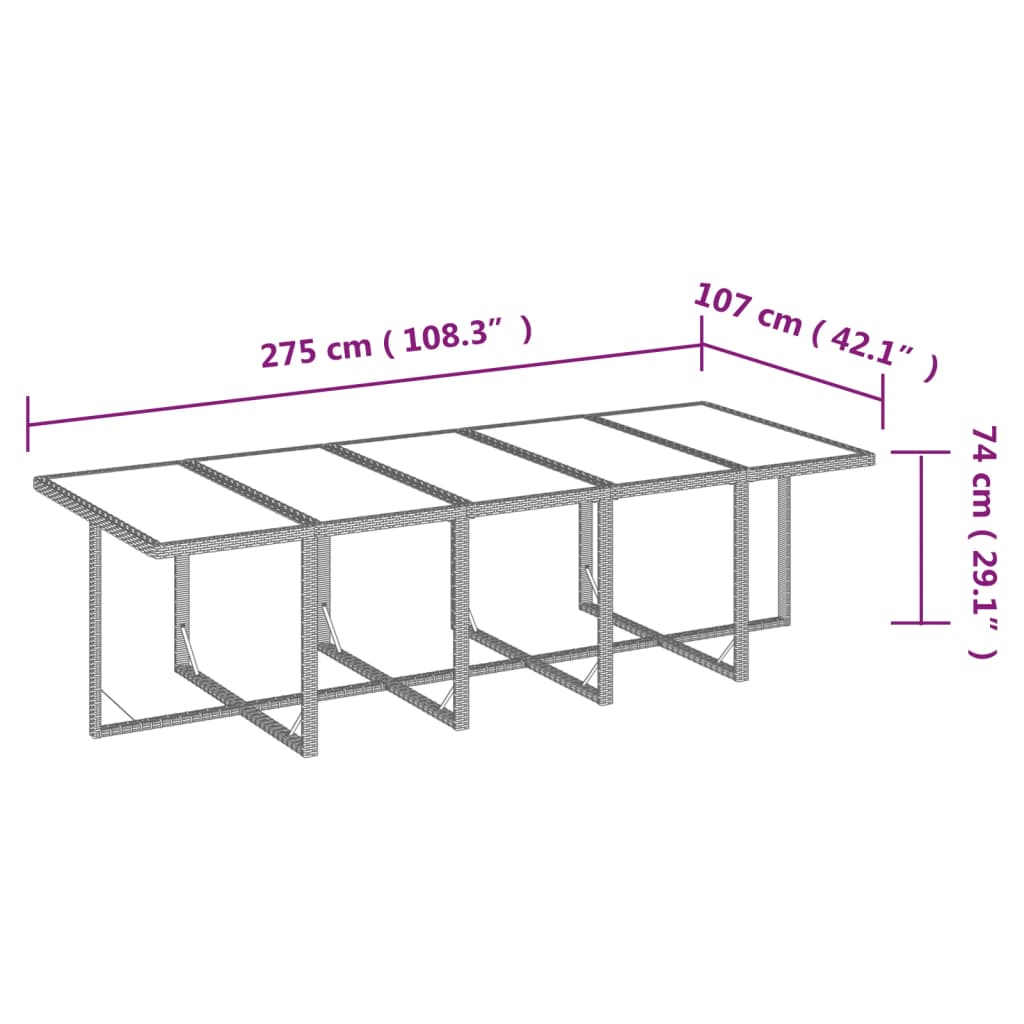 15 Piece Garden Dining Set with Cushions Poly Rattan Grey