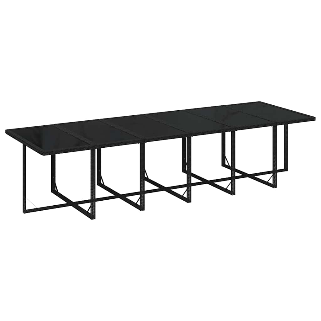 13 Piece Garden Dining Set with Cushions Poly Rattan Black