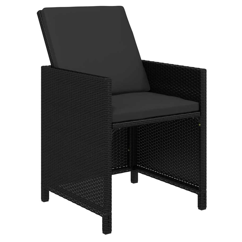 21 Piece Garden Dining Set with Cushions Black Poly Rattan