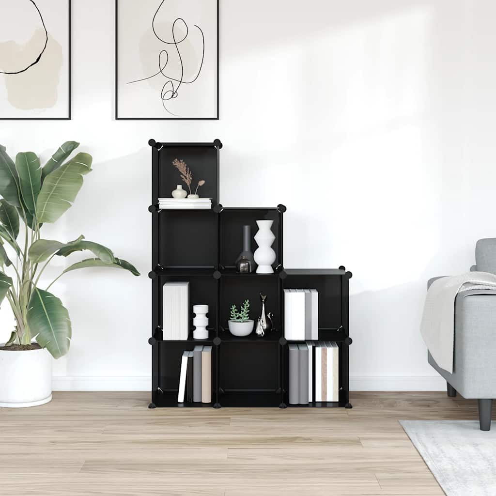 Storage Cube Organiser with 9 Cubes Black PP