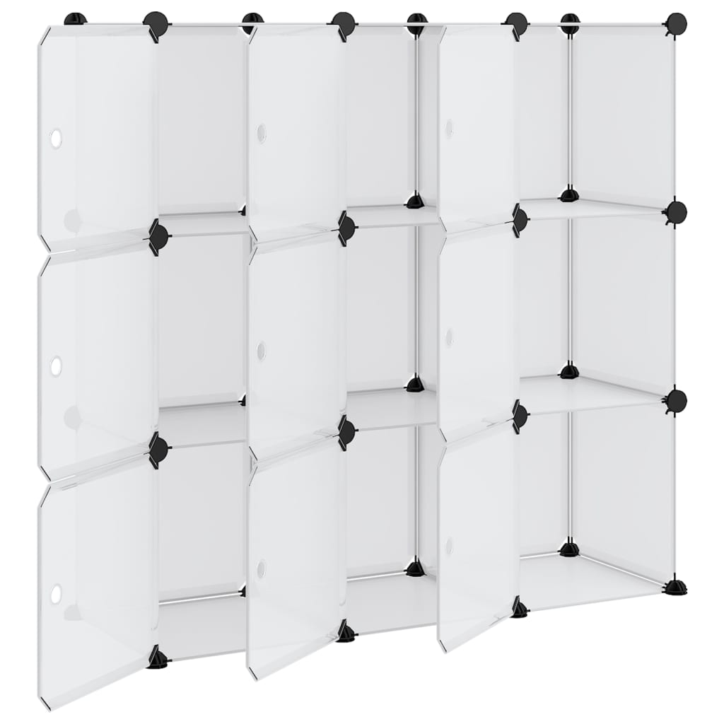 Storage Cube Organiser with 9 Cubes and Doors Transparent PP