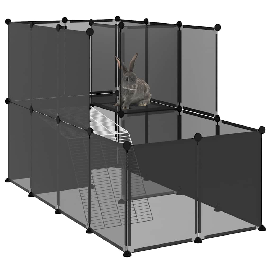Small Animal Cage Black 142x74x93 cm PP and Steel