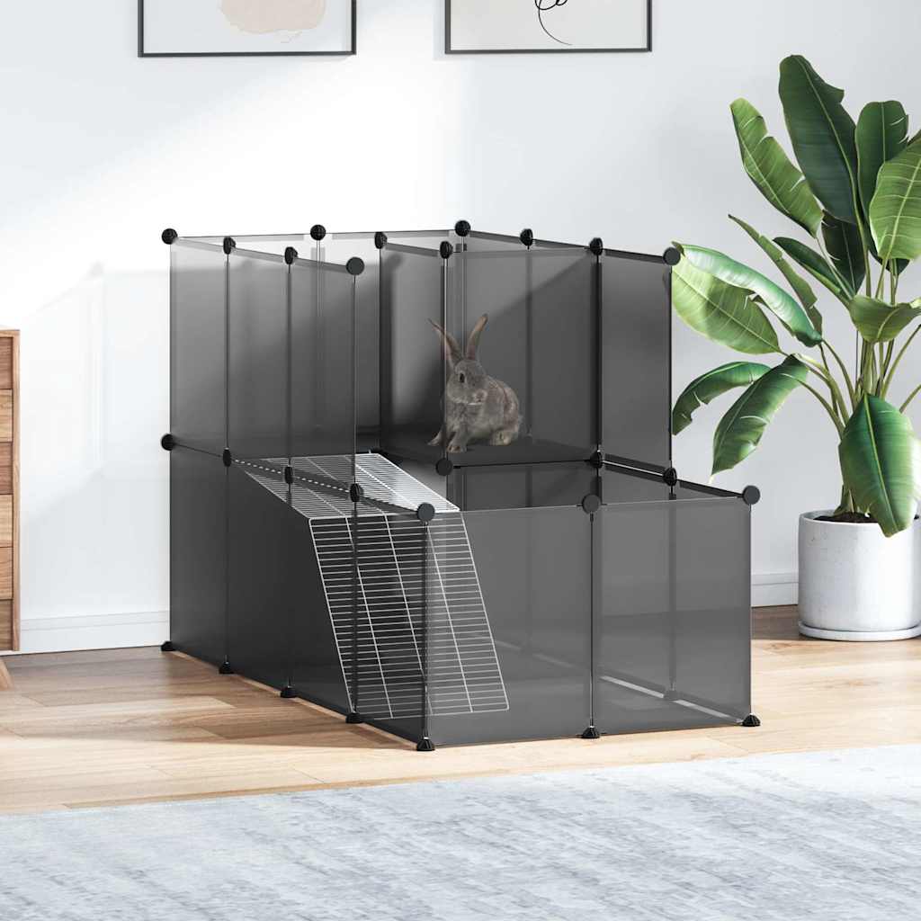 Small Animal Cage Black 142x74x93 cm PP and Steel