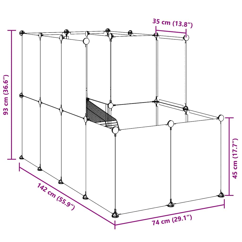 Small Animal Cage Transparent 142x74x93 cm PP and Steel