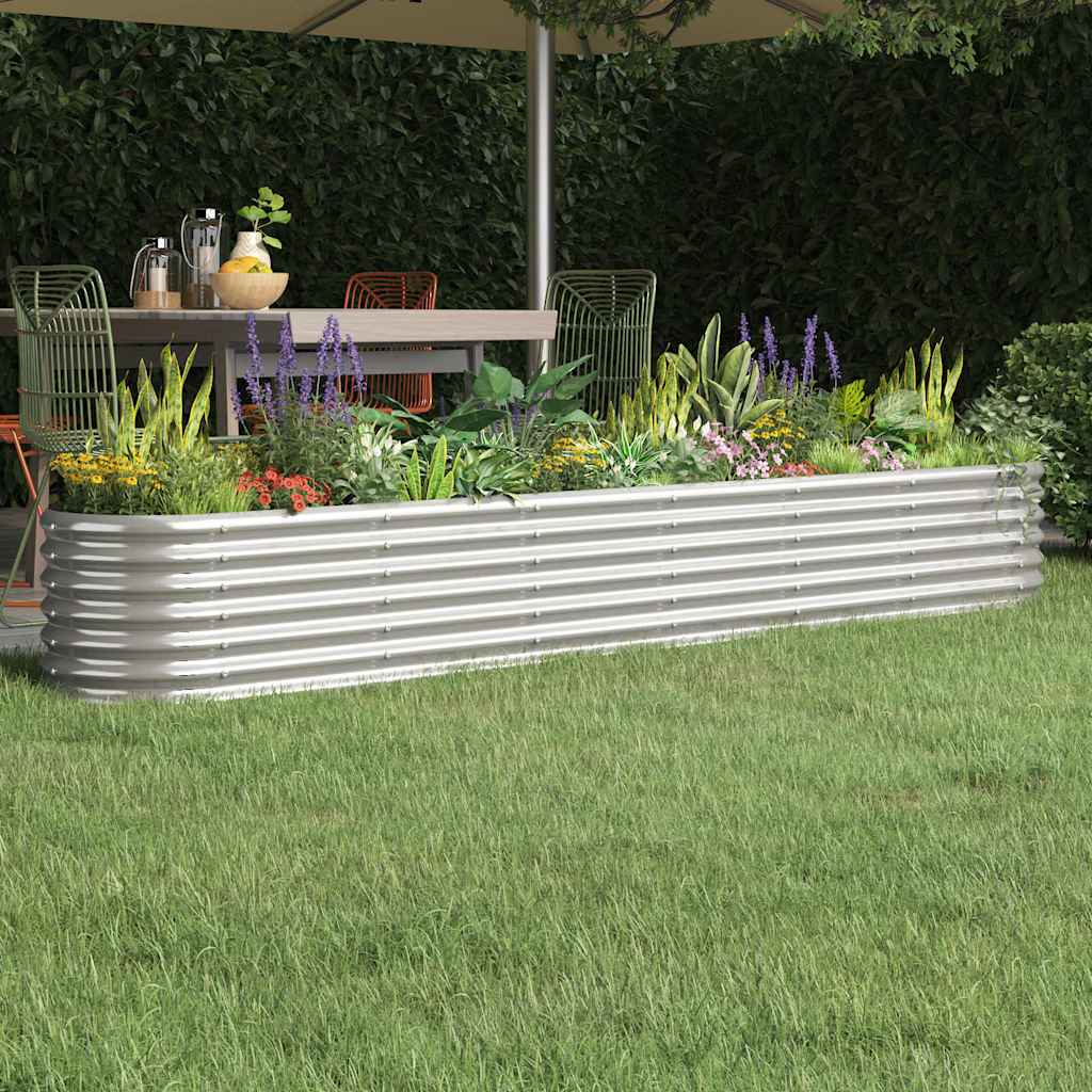 Garden Raised Bed Galvanised Steel 260x40x36 cm Silver