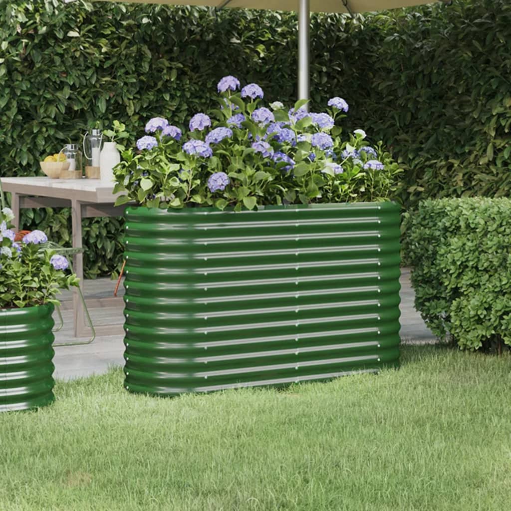 Garden Raised Bed Galvanised Steel 114x40x68 cm Green