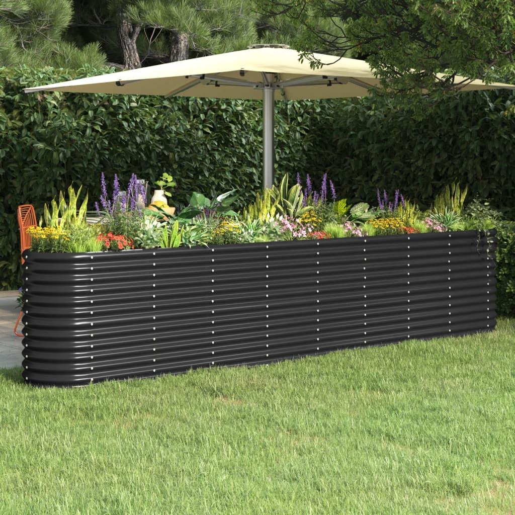 Garden Raised Bed Galvanised Steel 332x40x68 cm Anthracite