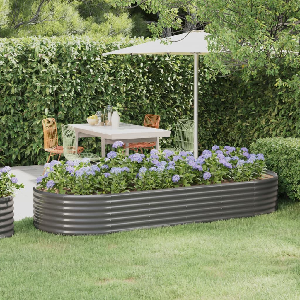 Garden Raised Bed Galvanised Steel 249x100x36 cm Grey