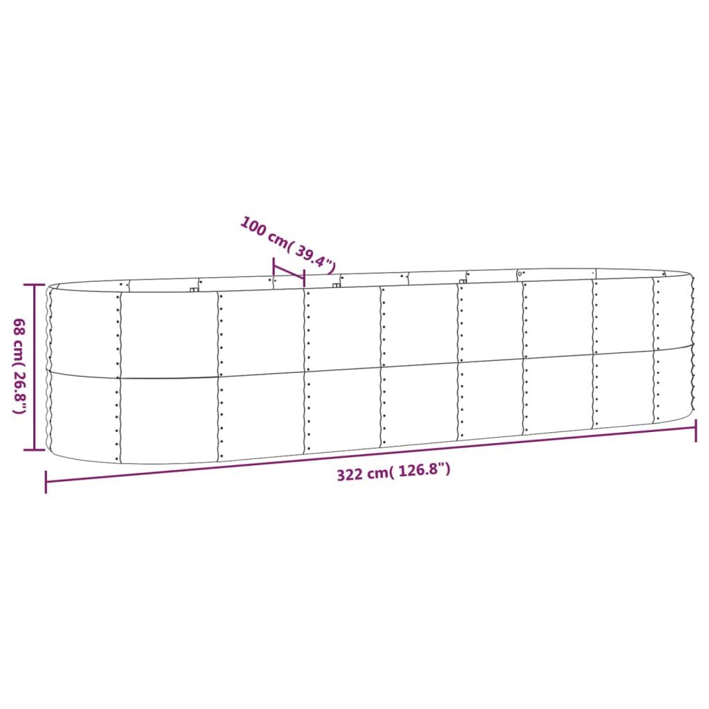 Garden Raised Bed Galvanised Steel 322x100x68 cm Grey