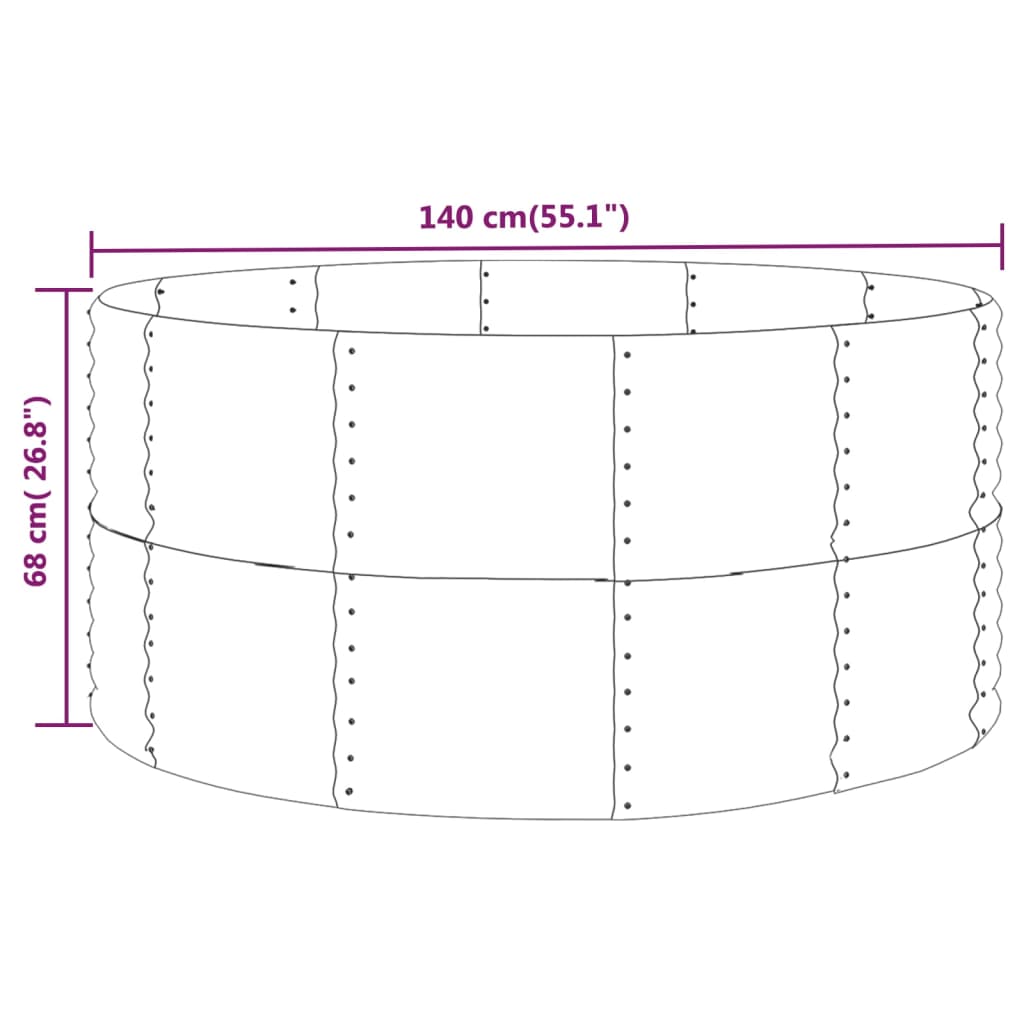 Garden Raised Bed Silver 140x140x68 cm Galvanised Steel