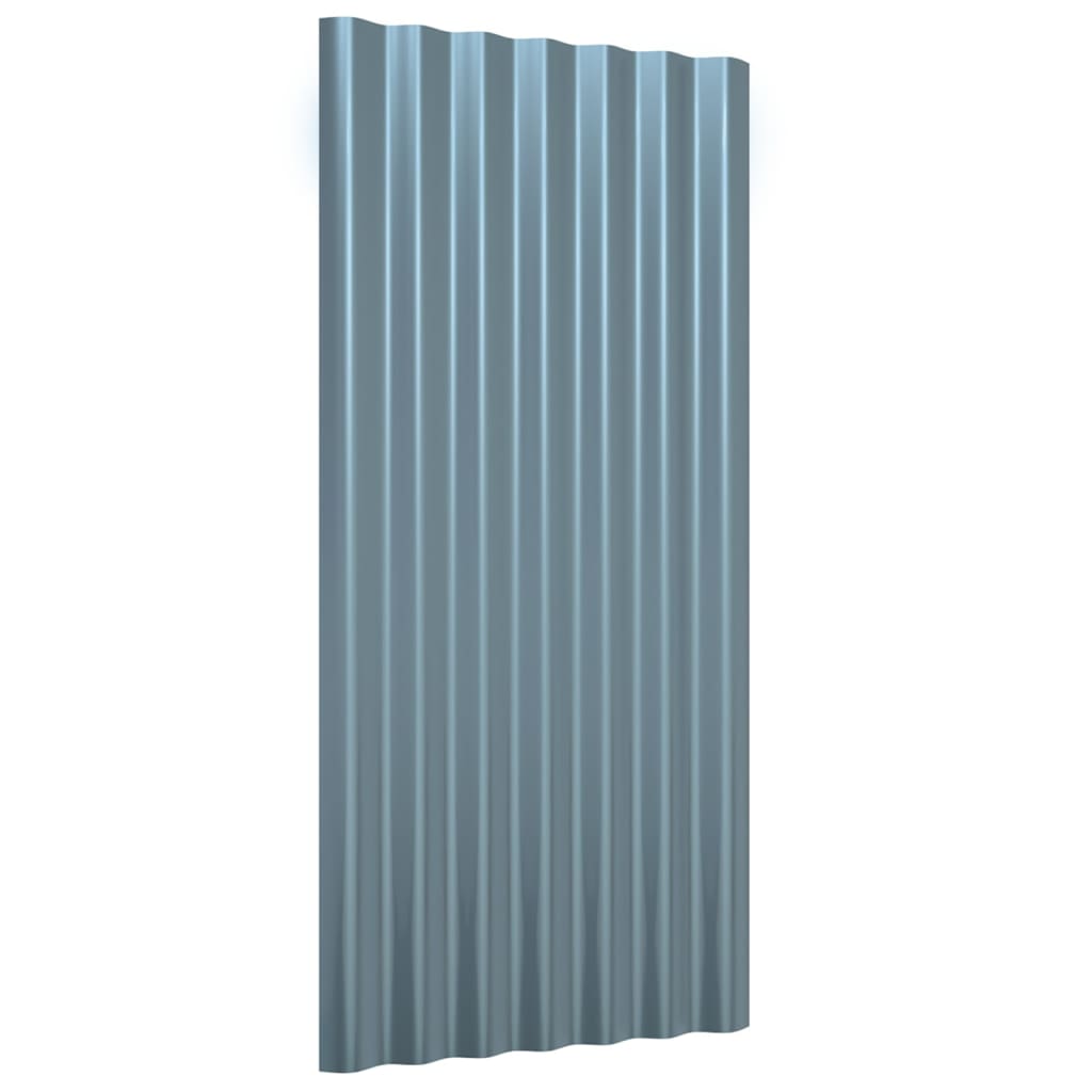 Roof Panels 12 pcs Galvanised Steel Grey 80x36 cm