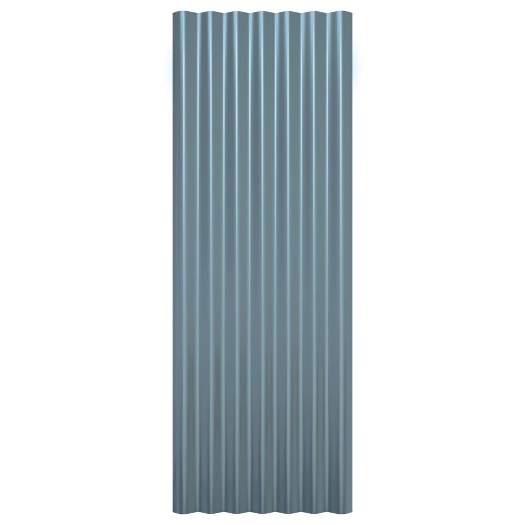 Roof Panels 12 pcs Galvanised Steel Grey 100x36 cm