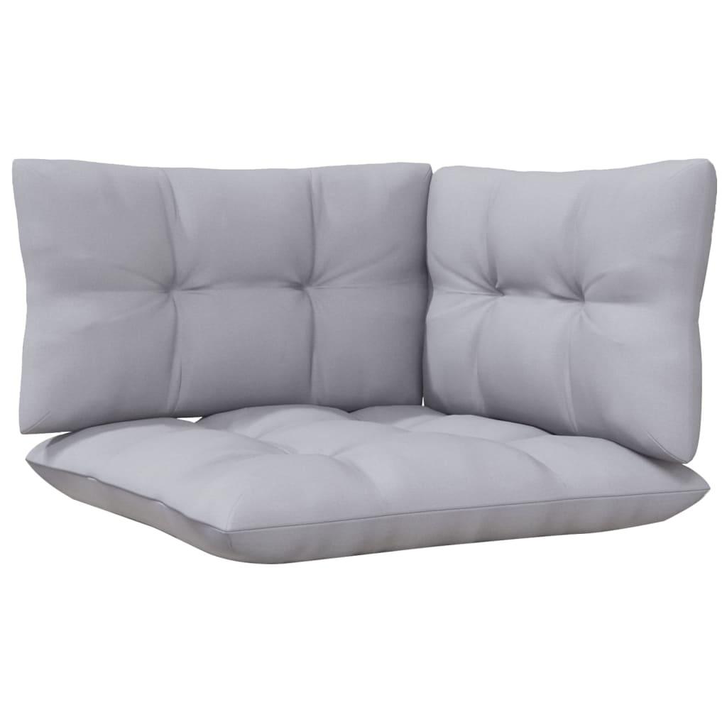4 Piece Garden Lounge Set with Grey Cushions Pinewood