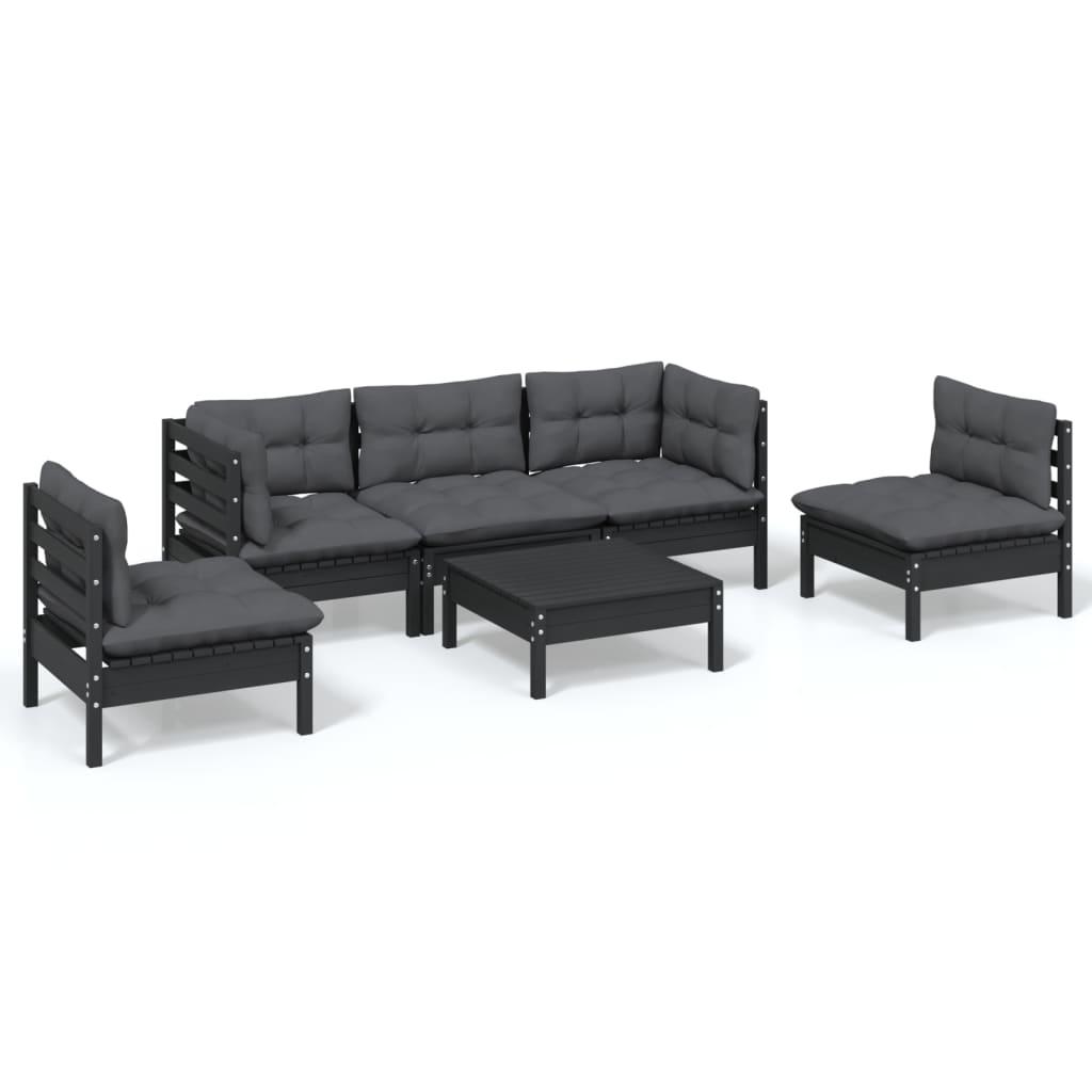 6 Piece Garden Lounge Set with Cushions Solid Pinewood