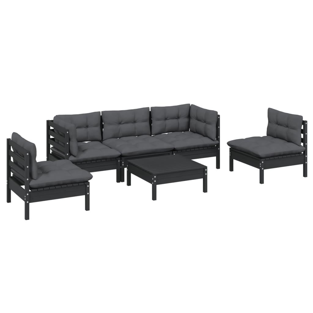 6 Piece Garden Lounge Set with Cushions Solid Pinewood
