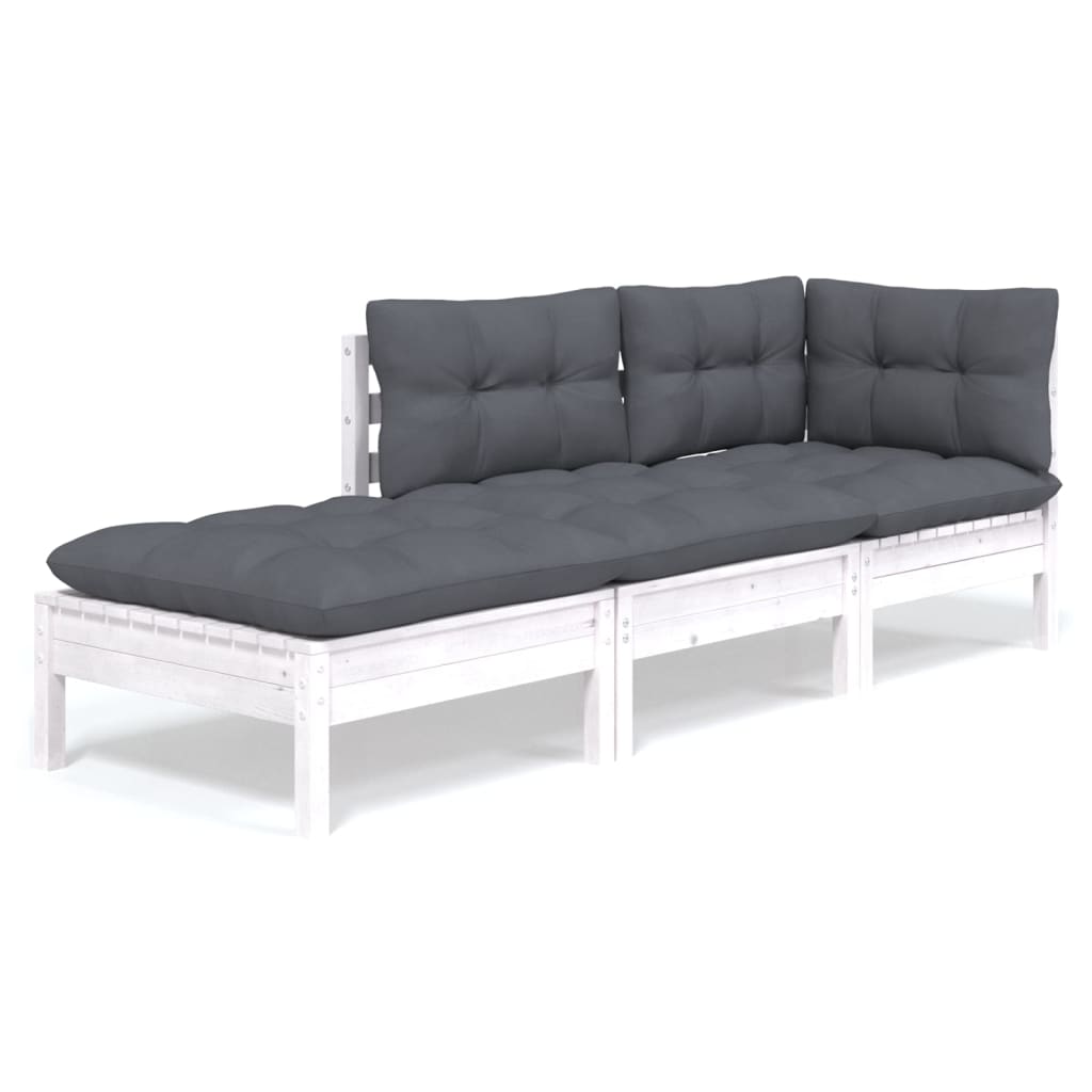 3 Piece Garden Lounge Set with Cushions Solid Wood Pine