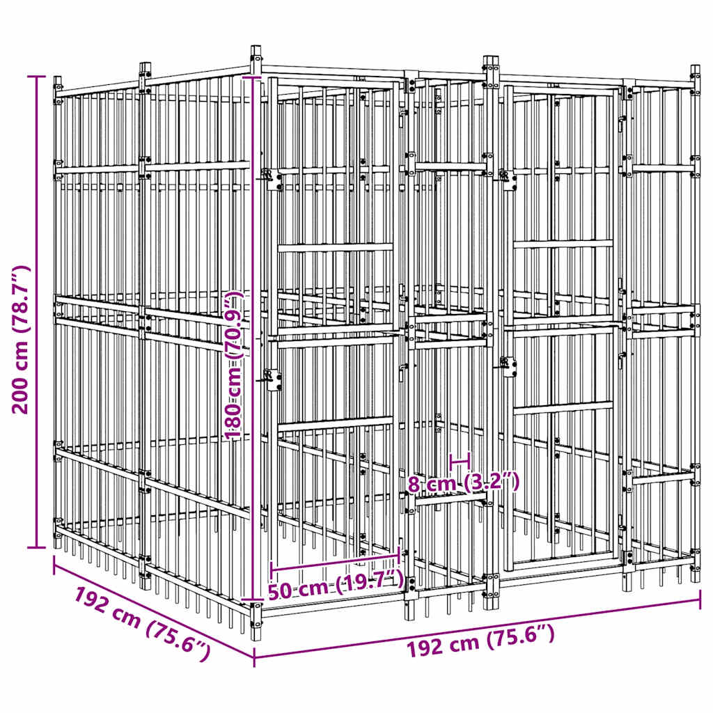 Outdoor Dog Kennel Steel 3.69 m²