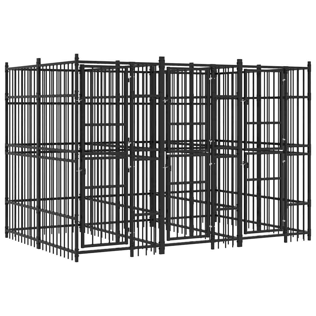 Outdoor Dog Kennel Steel 7.37 m²